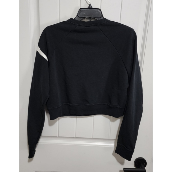Nike womens crop sweatshirt black white oversized swoosh XS - Picture 4 of 5